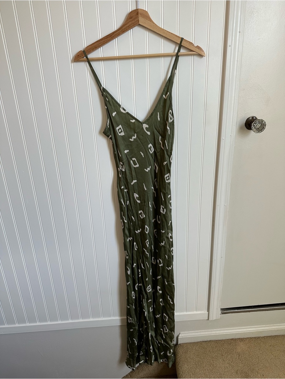 Rujuta Sheth Slip Dress Olive Abstract Print